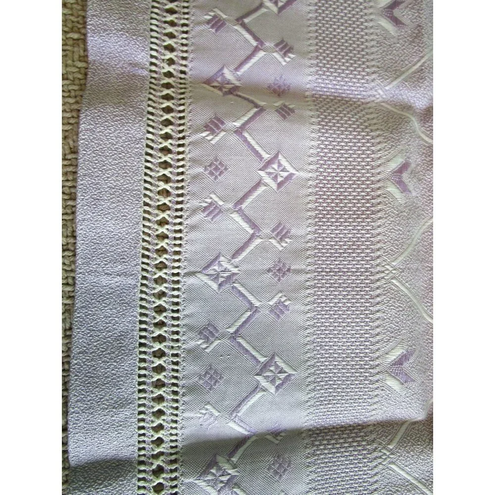 Purple White Woven Trellis Star Vintage Towel Set One Hand One Bath GUC Spots